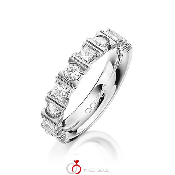 klassischer Trauring/Ehering in Graugold 585 mit zus. 1,2 ct. Brillant & Prinzess-Diamant tw, vs von acredo - A-1245-3 klassischer Trauring/Ehering in Graugold 585 mit zus. 1,2 ct. Brillant & Prinzess-Diamant tw, vs von acredo - A-1245-3