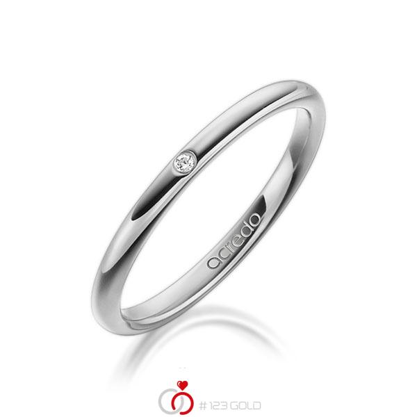 klassischer Trauring/Ehering in Graugold 750 mit zus. 0,01 ct. Brillant tw, si von acredo - A-1300-11 klassischer Trauring/Ehering in Graugold 750 mit zus. 0,01 ct. Brillant tw, si von acredo - A-1300-11