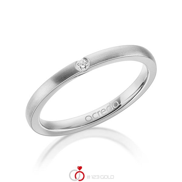 klassischer Trauring/Ehering in Graugold 750 mit zus. 0,025 ct. Brillant tw, si von acredo - A-1302-11 klassischer Trauring/Ehering in Graugold 750 mit zus. 0,025 ct. Brillant tw, si von acredo - A-1302-11