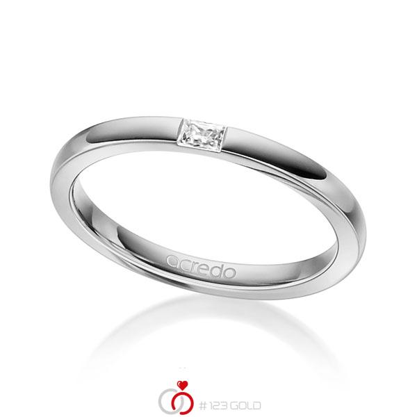 klassischer Trauring/Ehering in Graugold 750 mit zus. 0,07 ct. Baguette-Diamant tw, vs von acredo - A-1304-11 klassischer Trauring/Ehering in Graugold 750 mit zus. 0,07 ct. Baguette-Diamant tw, vs von acredo - A-1304-11