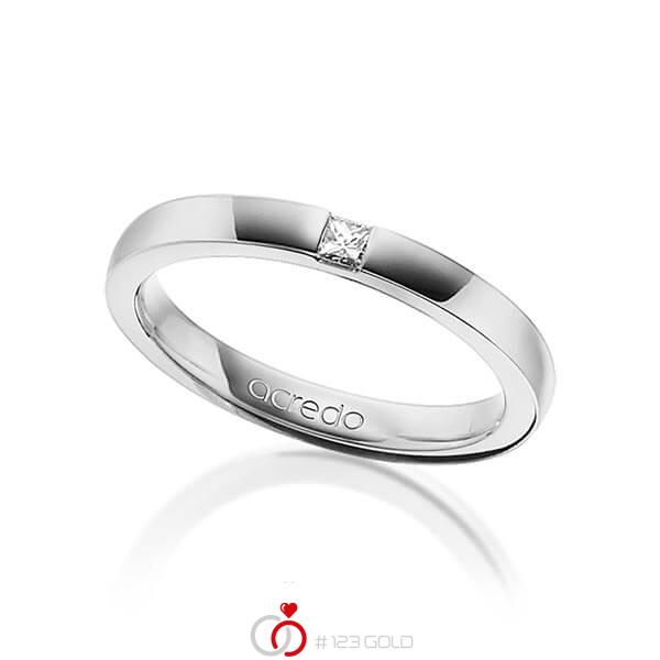 klassischer Trauring/Ehering in Graugold 750 mit zus. 0,07 ct. Prinzess-Diamant tw, si von acredo - A-1471-2 klassischer Trauring/Ehering in Graugold 750 mit zus. 0,07 ct. Prinzess-Diamant tw, si von acredo - A-1471-2