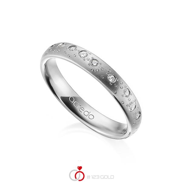klassischer Trauring/Ehering in Graugold 750 mit zus. 0,221 ct. Brillant tw, si von acredo - A-1305-11 klassischer Trauring/Ehering in Graugold 750 mit zus. 0,221 ct. Brillant tw, si von acredo - A-1305-11