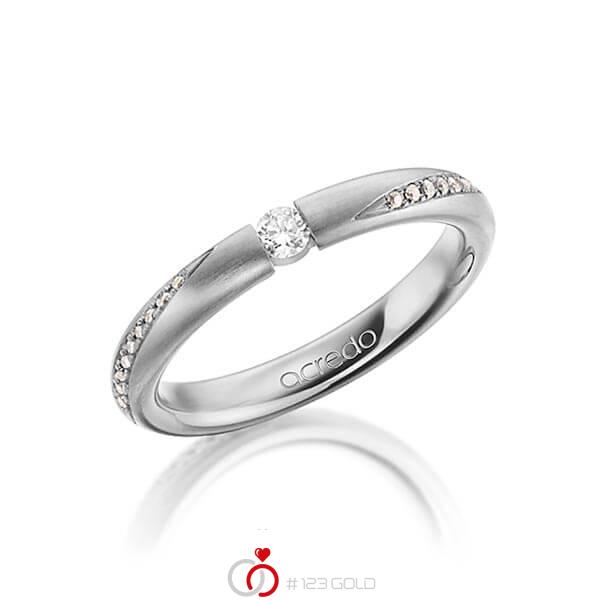 klassischer Trauring/Ehering in Graugold 750 mit zus. 0,325 ct. Brillant r, if von acredo - A-1473-3 klassischer Trauring/Ehering in Graugold 750 mit zus. 0,325 ct. Brillant r, if von acredo - A-1473-3