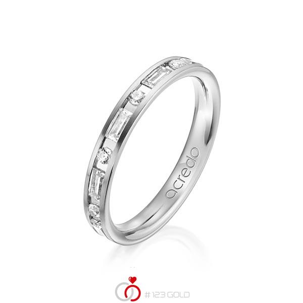 klassischer Trauring/Ehering in Platin 950 mit zus. 0,765 ct. Brillant & Baguette-Diamant tw, si tw, vs von acredo - A-1271-10 klassischer Trauring/Ehering in Platin 950 mit zus. 0,765 ct. Brillant & Baguette-Diamant tw, si tw, vs von acredo - A-1271-10
