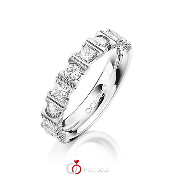 klassischer Trauring/Ehering in Platin 950 mit zus. 1,2 ct. Brillant & Prinzess-Diamant tw, vs von acredo - A-1245-1 klassischer Trauring/Ehering in Platin 950 mit zus. 1,2 ct. Brillant & Prinzess-Diamant tw, vs von acredo - A-1245-1