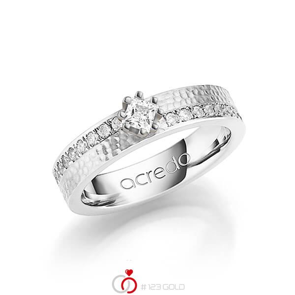 Klassischer Trauring Ehering In River Platin 950 Gehammert Struktur Mit Zus 0 74 Ct Brillant Prinzess Diamant Tw Si Von Acredo