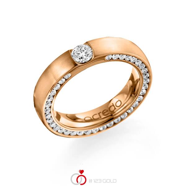 klassischer Trauring/Ehering in Roségold 585 mit 0,3 ct. + zus. 1,08 ct. Brillant tw, si von acredo - A-1107-9 klassischer Trauring/Ehering in Roségold 585 mit 0,3 ct. + zus. 1,08 ct. Brillant tw, si von acredo - A-1107-9