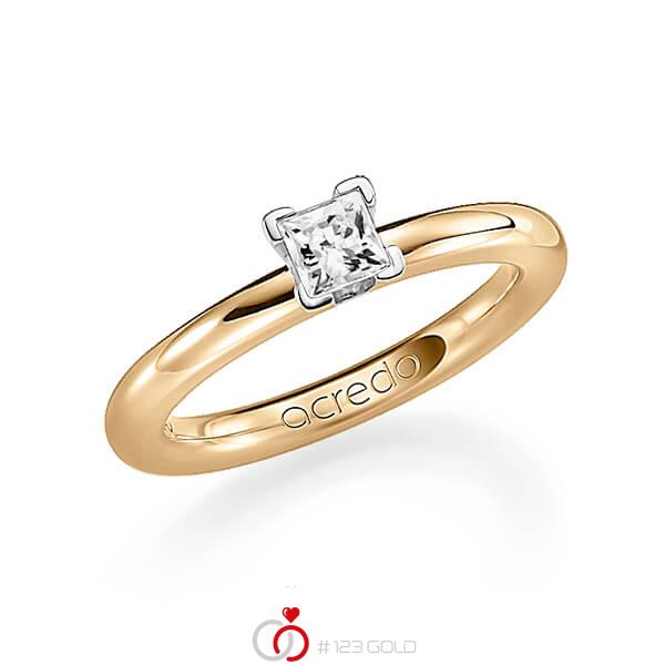 klassischer Trauring/Ehering in Roségold 585 mit 0,4 ct. Prinzess-Diamant tw, vs von acredo - A-1182-4 klassischer Trauring/Ehering in Roségold 585 mit 0,4 ct. Prinzess-Diamant tw, vs von acredo - A-1182-4