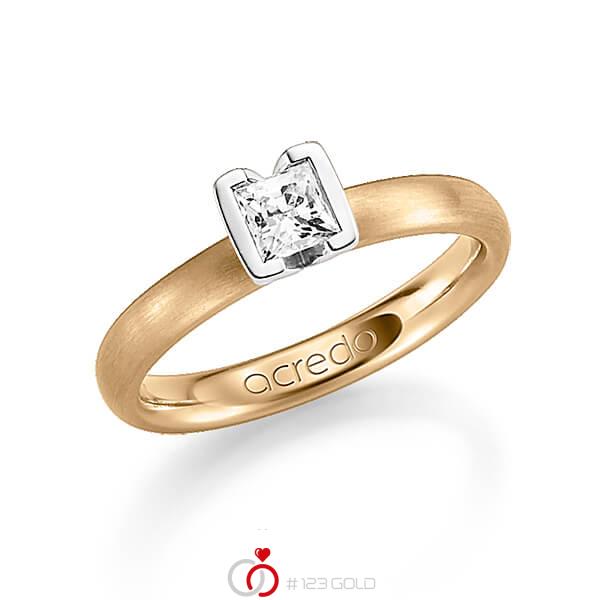 klassischer Trauring/Ehering in Roségold 585 mit 0,4 ct. Prinzess-Diamant tw, vs von acredo - A-1212-3 klassischer Trauring/Ehering in Roségold 585 mit 0,4 ct. Prinzess-Diamant tw, vs von acredo - A-1212-3