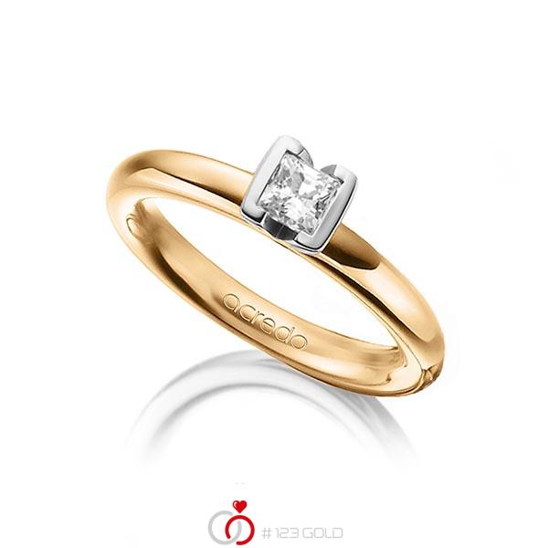 klassischer Trauring/Ehering in Roségold 585 mit 0,4 ct. Prinzess-Diamant tw, vs von acredo - A-1298-11 klassischer Trauring/Ehering in Roségold 585 mit 0,4 ct. Prinzess-Diamant tw, vs von acredo - A-1298-11