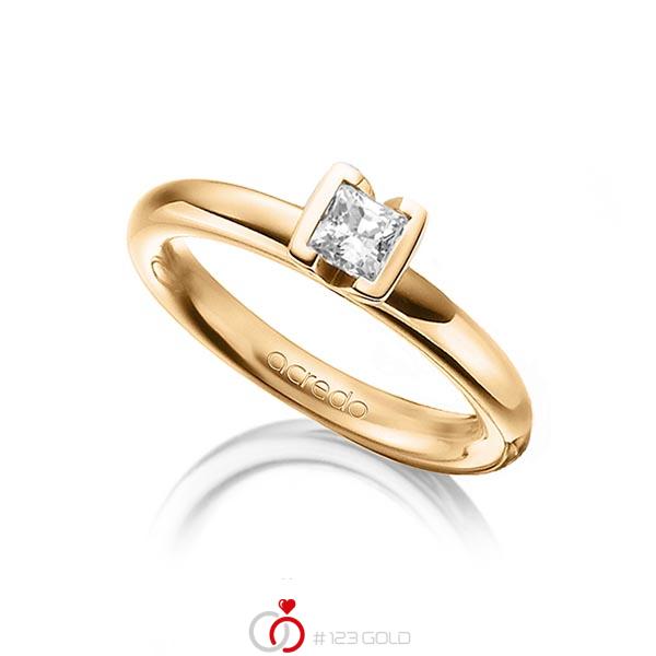 klassischer Trauring/Ehering in Roségold 585 mit 0,4 ct. Prinzess-Diamant tw, vs von acredo - A-1298-6 klassischer Trauring/Ehering in Roségold 585 mit 0,4 ct. Prinzess-Diamant tw, vs von acredo - A-1298-6