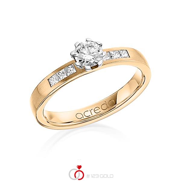 klassischer Trauring/Ehering in Roségold 585 mit 0,4 ct. + zus. 0,18 ct. Brillant & Prinzess-Diamant tw, vs tw, si von acredo - A-1268-1 klassischer Trauring/Ehering in Roségold 585 mit 0,4 ct. + zus. 0,18 ct. Brillant & Prinzess-Diamant tw, vs tw, si von acredo - A-1268-1
