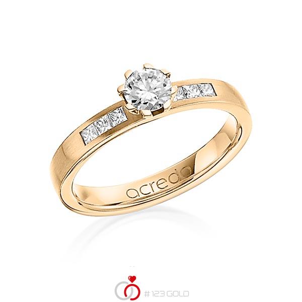 klassischer Trauring/Ehering in Roségold 585 mit 0,4 ct. + zus. 0,18 ct. Brillant & Prinzess-Diamant tw, vs tw, si von acredo - A-1268-5 klassischer Trauring/Ehering in Roségold 585 mit 0,4 ct. + zus. 0,18 ct. Brillant & Prinzess-Diamant tw, vs tw, si von acredo - A-1268-5