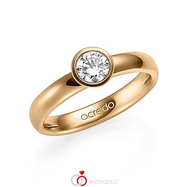 klassischer Trauring/Ehering in Roségold 585 mit 0,5 ct. Brillant tw, vs von acredo - A-1355-4 klassischer Trauring/Ehering in Roségold 585 mit 0,5 ct. Brillant tw, vs von acredo - A-1355-4