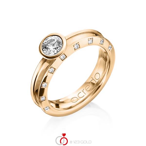 klassischer Trauring/Ehering in Roségold 585 mit 0,5 ct. + zus. 0,09 ct. Brillant tw, si von acredo - A-1200-11 klassischer Trauring/Ehering in Roségold 585 mit 0,5 ct. + zus. 0,09 ct. Brillant tw, si von acredo - A-1200-11