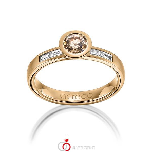 klassischer Trauring/Ehering in Roségold 585 mit 0,5 ct. + zus. 0,24 ct. Brillant & Baguette-Diamant cognac tw, vs von acredo - A-1273-7 klassischer Trauring/Ehering in Roségold 585 mit 0,5 ct. + zus. 0,24 ct. Brillant & Baguette-Diamant cognac tw, vs von acredo - A-1273-7