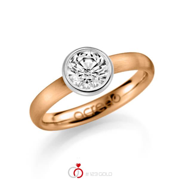 klassischer Trauring/Ehering in Roségold 585 mit 1 ct. Brillant tw, si von acredo - A-1125-5 klassischer Trauring/Ehering in Roségold 585 mit 1 ct. Brillant tw, si von acredo - A-1125-5