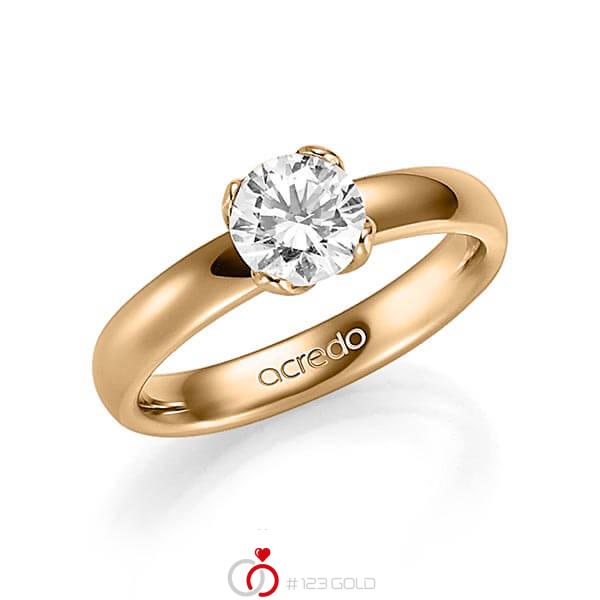 klassischer Trauring/Ehering in Roségold 585 mit 1 ct. Brillant tw, vs von acredo - A-1357-4 klassischer Trauring/Ehering in Roségold 585 mit 1 ct. Brillant tw, vs von acredo - A-1357-4