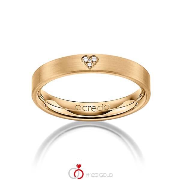 klassischer Trauring/Ehering in Roségold 585 mit zus. 0,021 ct. Brillant tw, si von acredo - A-1243-9 klassischer Trauring/Ehering in Roségold 585 mit zus. 0,021 ct. Brillant tw, si von acredo - A-1243-9