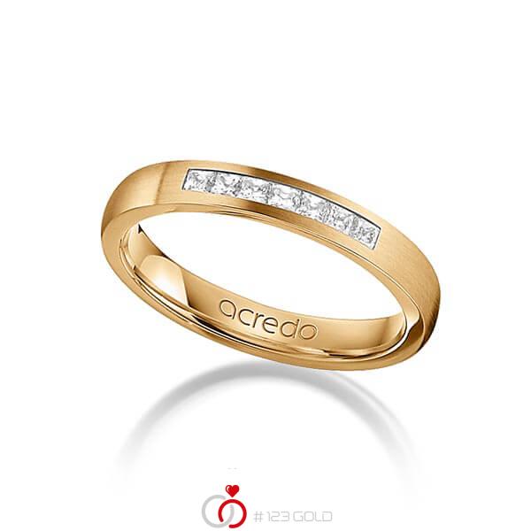 klassischer Trauring/Ehering in Roségold 585 mit zus. 0,21 ct. Prinzess-Diamant tw, si von acredo - A-1269-4 klassischer Trauring/Ehering in Roségold 585 mit zus. 0,21 ct. Prinzess-Diamant tw, si von acredo - A-1269-4
