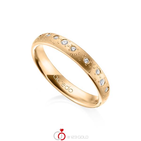 klassischer Trauring/Ehering in Roségold 585 mit zus. 0,221 ct. Brillant tw, si von acredo - A-1305-3 klassischer Trauring/Ehering in Roségold 585 mit zus. 0,221 ct. Brillant tw, si von acredo - A-1305-3