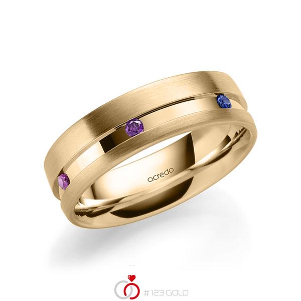klassischer Trauring/Ehering in Roségold 585 mit zus. 0,24 ct. Brillant Rubin rot Saphir Blau (A 10) Apple Green Saphir Gelb (A 8) von acredo - A-2182-8 klassischer Trauring/Ehering in Roségold 585 mit zus. 0,24 ct. Brillant Rubin rot Saphir Blau (A 10) Apple Green Saphir Gelb (A 8) von acredo - A-2182-8