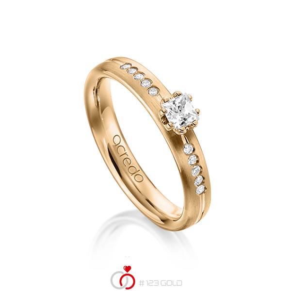 klassischer Trauring/Ehering in Roségold 585 mit zus. 0,33 ct. Prinzess-Diamant & Brillant tw, si von acredo - A-1280-4 klassischer Trauring/Ehering in Roségold 585 mit zus. 0,33 ct. Prinzess-Diamant & Brillant tw, si von acredo - A-1280-4