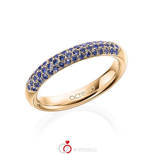 klassischer Trauring/Ehering in Roségold 585 mit zus. 0,392 ct. Brillant Saphir Hellblau (A 6) von acredo - A-1912-5 klassischer Trauring/Ehering in Roségold 585 mit zus. 0,392 ct. Brillant Saphir Hellblau (A 6) von acredo - A-1912-5