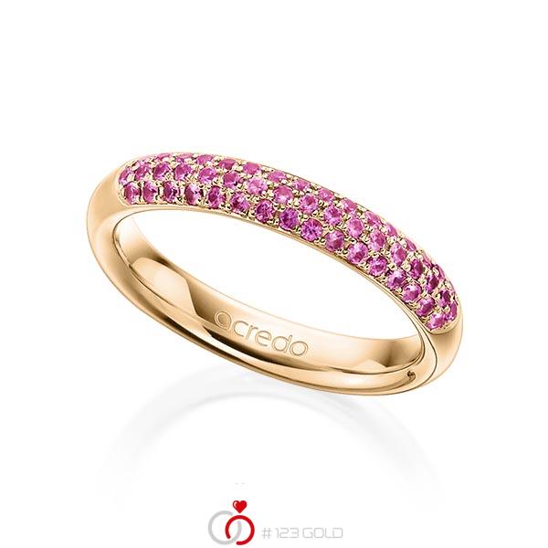 klassischer Trauring/Ehering in Roségold 585 mit zus. 0,392 ct. Brillant Saphir Hellpink (A 6) von acredo - A-1912-2 klassischer Trauring/Ehering in Roségold 585 mit zus. 0,392 ct. Brillant Saphir Hellpink (A 6) von acredo - A-1912-2