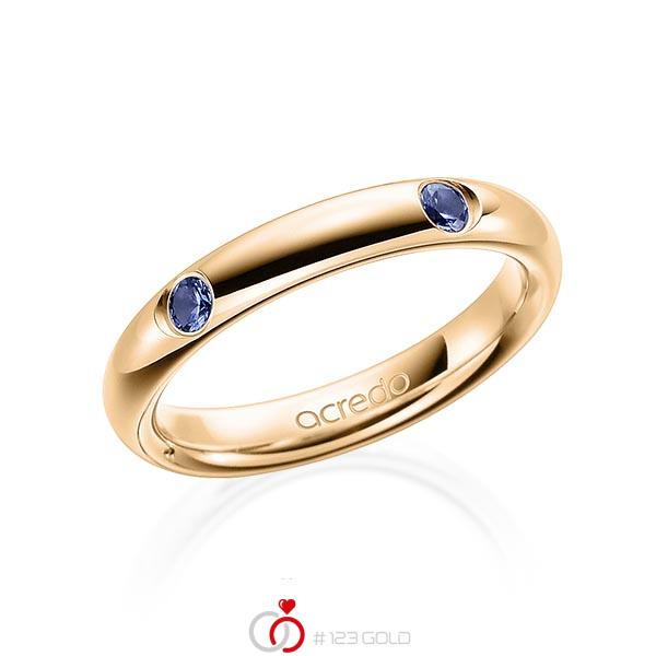 klassischer Trauring/Ehering in Roségold 585 mit zus. 0,4 ct. Brillant Saphir Hellblau (A 6) von acredo - A-1909-5 klassischer Trauring/Ehering in Roségold 585 mit zus. 0,4 ct. Brillant Saphir Hellblau (A 6) von acredo - A-1909-5