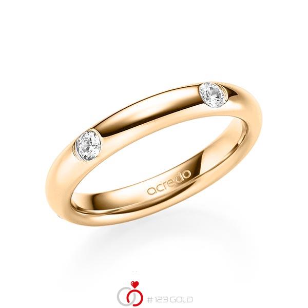 klassischer Trauring/Ehering in Roségold 585 mit zus. 0,4 ct. Brillant tw, si von acredo - A-1909-14 klassischer Trauring/Ehering in Roségold 585 mit zus. 0,4 ct. Brillant tw, si von acredo - A-1909-14