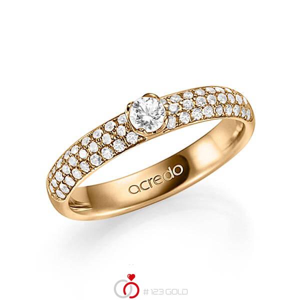 klassischer Trauring/Ehering in Roségold 585 mit zus. 0,582 ct. Brillant tw, vs tw, si von acredo - A-1324-4 klassischer Trauring/Ehering in Roségold 585 mit zus. 0,582 ct. Brillant tw, vs tw, si von acredo - A-1324-4