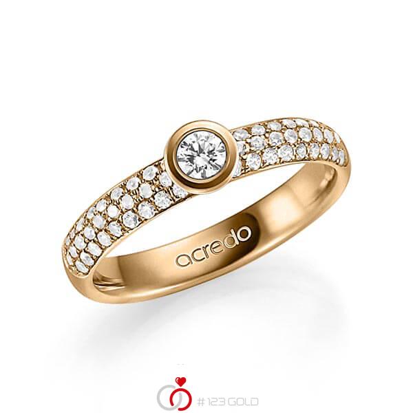 klassischer Trauring/Ehering in Roségold 585 mit zus. 0,682 ct. Brillant tw, vs tw, si von acredo - A-1333-4 klassischer Trauring/Ehering in Roségold 585 mit zus. 0,682 ct. Brillant tw, vs tw, si von acredo - A-1333-4