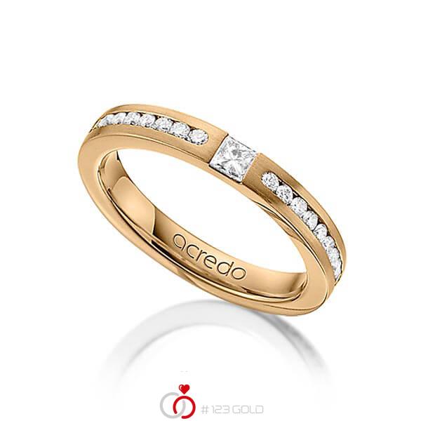 klassischer Trauring/Ehering in Roségold 585 mit zus. 0,72 ct. Brillant & Prinzess-Diamant tw, si von acredo - A-1241-9 klassischer Trauring/Ehering in Roségold 585 mit zus. 0,72 ct. Brillant & Prinzess-Diamant tw, si von acredo - A-1241-9