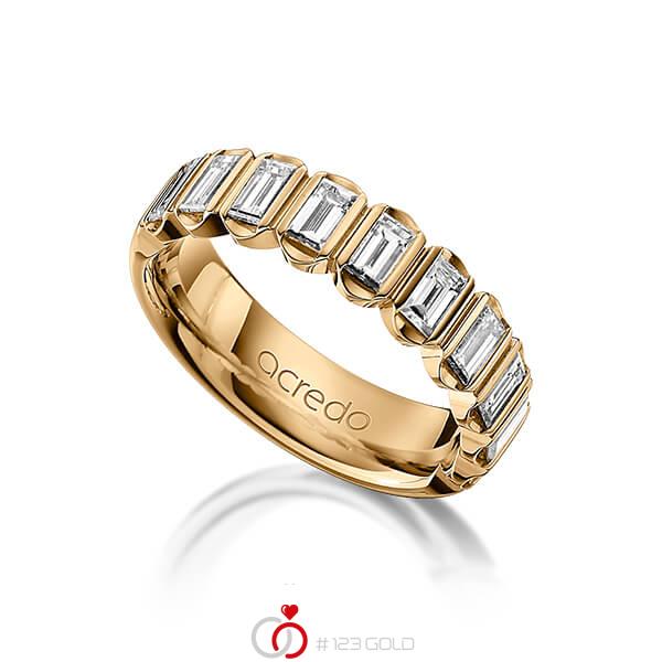 klassischer Trauring/Ehering in Roségold 585 mit zus. 1,2 ct. Baguette-Diamant tw, vs von acredo - A-1220-4 klassischer Trauring/Ehering in Roségold 585 mit zus. 1,2 ct. Baguette-Diamant tw, vs von acredo - A-1220-4