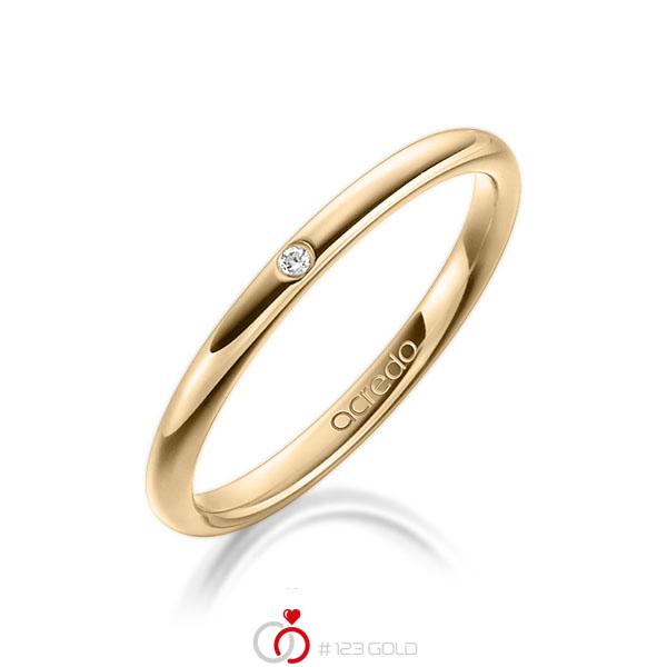 klassischer Trauring/Ehering in Roségold 750 mit zus. 0,01 ct. Brillant tw, si von acredo - A-1300-9 klassischer Trauring/Ehering in Roségold 750 mit zus. 0,01 ct. Brillant tw, si von acredo - A-1300-9