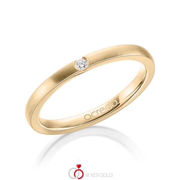 klassischer Trauring/Ehering in Roségold 750 mit zus. 0,025 ct. Brillant tw, si von acredo - A-1302-7 klassischer Trauring/Ehering in Roségold 750 mit zus. 0,025 ct. Brillant tw, si von acredo - A-1302-7
