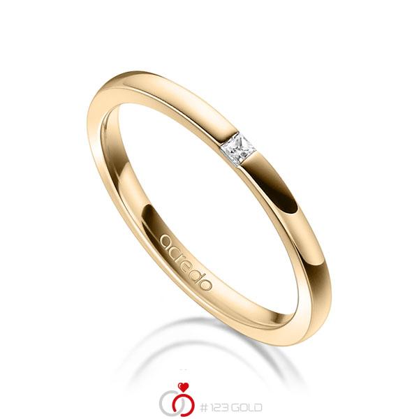 klassischer Trauring/Ehering in Roségold 750 mit zus. 0,03 ct. Prinzess-Diamant tw, si von acredo - A-1303-9 klassischer Trauring/Ehering in Roségold 750 mit zus. 0,03 ct. Prinzess-Diamant tw, si von acredo - A-1303-9