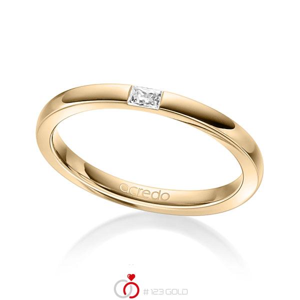 klassischer Trauring/Ehering in Roségold 750 mit zus. 0,07 ct. Baguette-Diamant tw, vs von acredo - A-1304-9 klassischer Trauring/Ehering in Roségold 750 mit zus. 0,07 ct. Baguette-Diamant tw, vs von acredo - A-1304-9