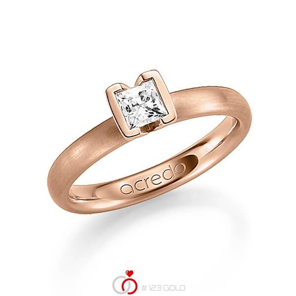 klassischer Trauring/Ehering in Rotgold 585 mit 0,4 ct. Prinzess-Diamant tw, vs von acredo - A-1212-6 klassischer Trauring/Ehering in Rotgold 585 mit 0,4 ct. Prinzess-Diamant tw, vs von acredo - A-1212-6