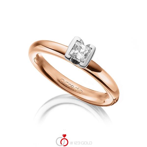 klassischer Trauring/Ehering in Rotgold 585 mit 0,4 ct. Prinzess-Diamant tw, vs von acredo - A-1298-1 klassischer Trauring/Ehering in Rotgold 585 mit 0,4 ct. Prinzess-Diamant tw, vs von acredo - A-1298-1