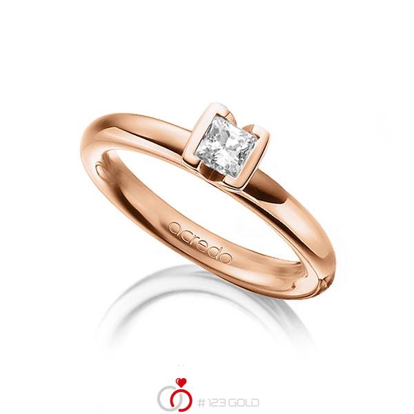 klassischer Trauring/Ehering in Rotgold 585 mit 0,4 ct. Prinzess-Diamant tw, vs von acredo - A-1298-7 klassischer Trauring/Ehering in Rotgold 585 mit 0,4 ct. Prinzess-Diamant tw, vs von acredo - A-1298-7