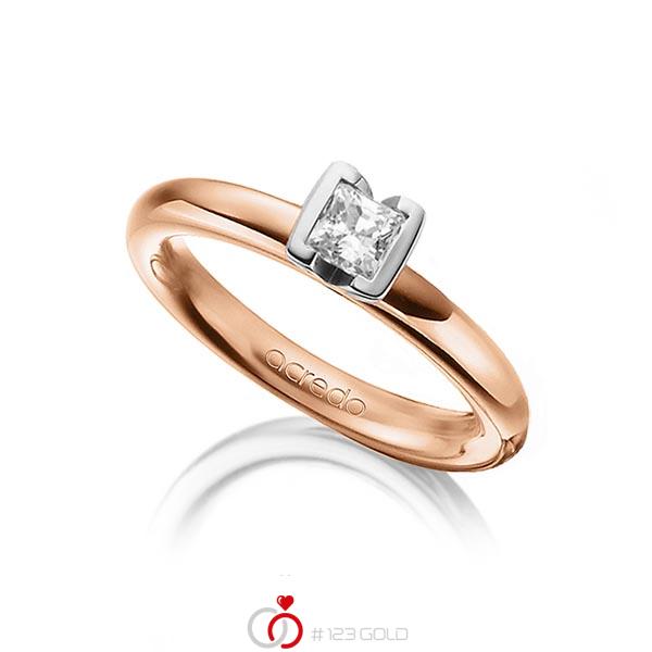 klassischer Trauring/Ehering in Rotgold 585 mit 0,4 ct. Prinzess-Diamant tw, vs von acredo - A-1298-9 klassischer Trauring/Ehering in Rotgold 585 mit 0,4 ct. Prinzess-Diamant tw, vs von acredo - A-1298-9