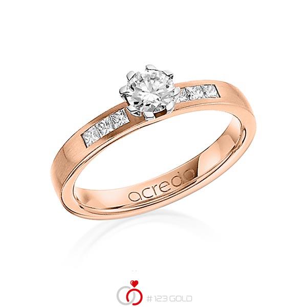 klassischer Trauring/Ehering in Rotgold 585 mit 0,4 ct. + zus. 0,18 ct. Prinzess-Diamant & Brillant tw, si tw, vs von acredo - A-1268-11 klassischer Trauring/Ehering in Rotgold 585 mit 0,4 ct. + zus. 0,18 ct. Prinzess-Diamant & Brillant tw, si tw, vs von acredo - A-1268-11