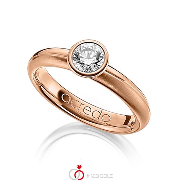 klassischer Trauring/Ehering in Rotgold 585 mit 0,5 ct. Brillant tw, si von acredo - A-1206-14 klassischer Trauring/Ehering in Rotgold 585 mit 0,5 ct. Brillant tw, si von acredo - A-1206-14
