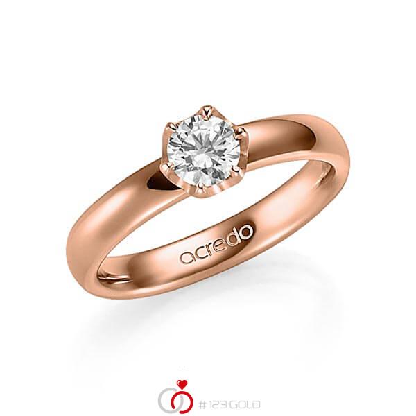 klassischer Trauring/Ehering in Rotgold 585 mit 0,5 ct. Brillant tw, vs von acredo - A-1358-5 klassischer Trauring/Ehering in Rotgold 585 mit 0,5 ct. Brillant tw, vs von acredo - A-1358-5