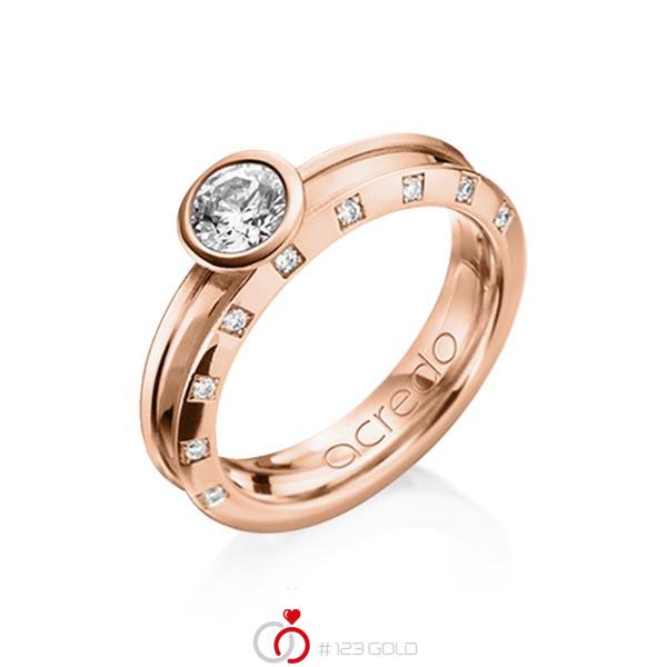 klassischer Trauring/Ehering in Rotgold 585 mit 0,5 ct. + zus. 0,09 ct. Brillant tw, vs tw, si von acredo - A-1200-13 klassischer Trauring/Ehering in Rotgold 585 mit 0,5 ct. + zus. 0,09 ct. Brillant tw, vs tw, si von acredo - A-1200-13