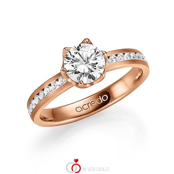 klassischer Trauring/Ehering in Rotgold 585 mit 1 ct. + zus. 0,24 ct. Brillant tw, si tw, vs von acredo - A-1343-5 klassischer Trauring/Ehering in Rotgold 585 mit 1 ct. + zus. 0,24 ct. Brillant tw, si tw, vs von acredo - A-1343-5