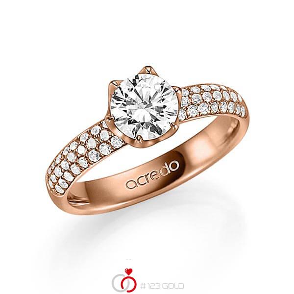 klassischer Trauring/Ehering in Rotgold 585 mit 1 ct. + zus. 0,432 ct. Brillant tw, si tw, vs von acredo - A-1331-5 klassischer Trauring/Ehering in Rotgold 585 mit 1 ct. + zus. 0,432 ct. Brillant tw, si tw, vs von acredo - A-1331-5