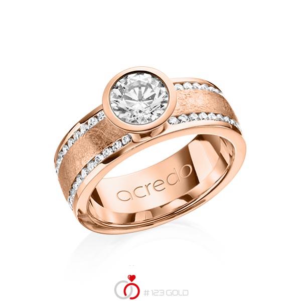 klassischer Trauring/Ehering in Rotgold 585 mit 1 ct. + zus. 0,4 ct. Brillant tw, si von acredo - A-1208-8 klassischer Trauring/Ehering in Rotgold 585 mit 1 ct. + zus. 0,4 ct. Brillant tw, si von acredo - A-1208-8